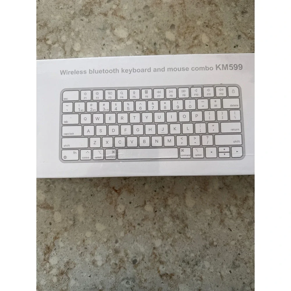 Wireless Bluetooth Keyboard and Mouse Combo KM599 White Ultra Slim‎ Set